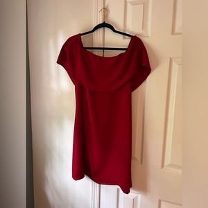 Charles Henry dark red off the shoulder mini dress